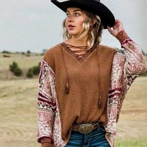 Bohemian Brown and Cream Women's Sweater